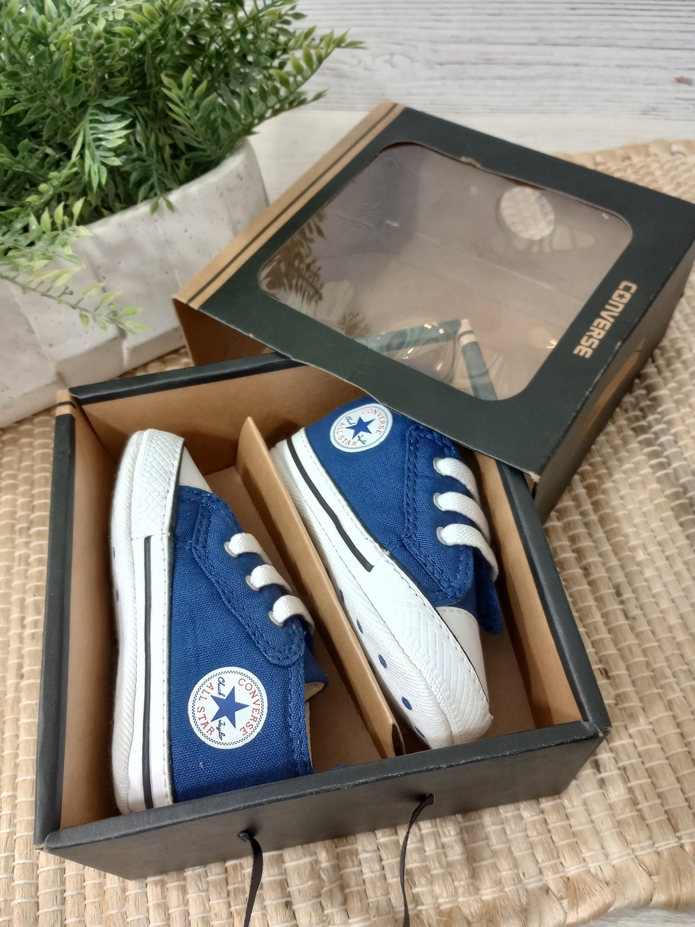 Converse Baby Toddler Kids Blue Canvas Sneakers Size 3
